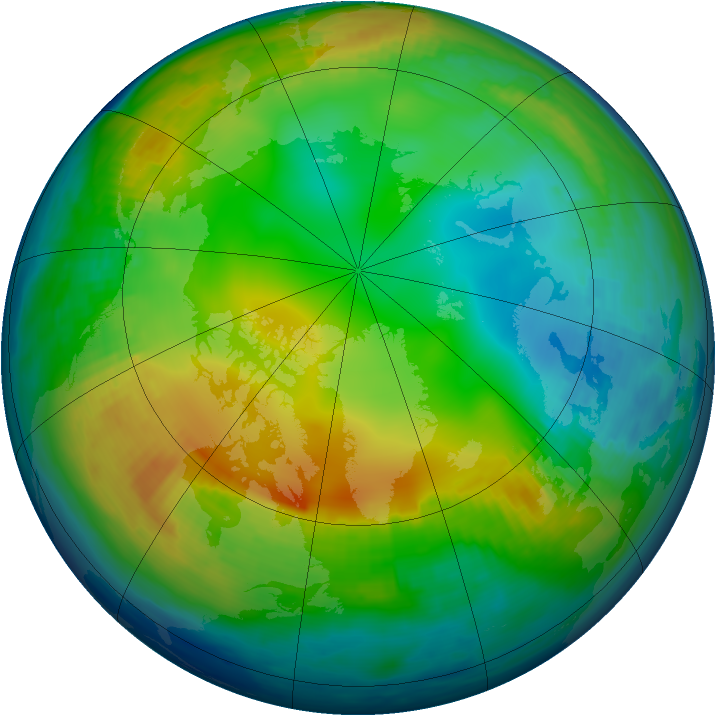 Arctic ozone map for 01 December 1984